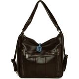 Bagmori Kahverengi Dik Fermuarlı Çok Gözlü Salaş Askılı ve Sırt Çantası - En:33 Cm Boy:28 Cm Genislik:10 Cm