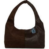 Bagmori Kahverengi Süet Garnili Oval Omuz Çantası - En:41 Cm Boy:20 Cm Genislik:14 Cm