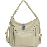 Bagmori Krem Dik Fermuarlı Çok Gözlü Salaş Askılı ve Sırt Çantası - En:33 Cm Boy:28 Cm Genislik:10 Cm