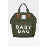 Bagmori M000005163 Haki Baby Bag Baskılı Cepli Anne Bebek Bakım Sırt Çantası