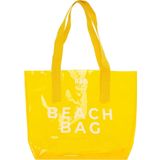 Bagmori Sari Beach Bag Baskili Seffaf Plaj Cantasi