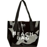 Bagmori Siyah Beach Bag Baskili Seffaf Plaj Cantasi