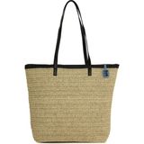 Bagmori Siyah Deri Askılı Tote Hasır Çanta - En:43 Cm Boy:36 Cm Genislik:12 Cm