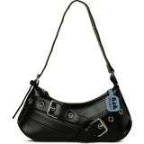 Bagmori Siyah Kemer Aksesuarlı Askı Detaylı Baget Çanta - En:28 Cm Boy:11 Cm Genislik:8 Cm