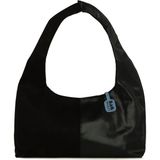 Bagmori Siyah Süet Garnili Oval Omuz Çantası - En:41 Cm Boy:20 Cm Genislik:14 Cm