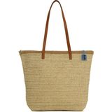 Bagmori Taba Deri Askılı Tote Hasır Çanta - En:43 Cm Boy:36 Cm Genislik:12 Cm