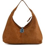 Bagmori Taba Hakiki Süet Deri Mini Salaş Omuz Çantası - En:36 Cm Boy:23 Cm Genislik:12 Cm
