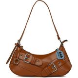 Bagmori Taba Kemer Aksesuarlı Askı Detaylı Baget Çanta - En:28 Cm Boy:11 Cm Genislik:8 Cm