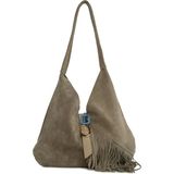 Bagmori Vizon Hakiki Süet Deri Tokalı Püsküllü Büyük Salaş Çanta - En:40 Cm Boy:24 Cm Genislik:7 Cm