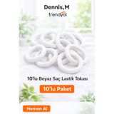 BAGS Dennis'M 10'lu Beyaz Saç Lastik Toka | Esnek, Dayanıklı, Kaliteli