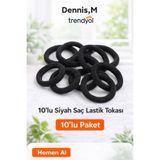 BAGS Dennis'M 10'lu Siyah Saç Lastik Toka | Esnek, Dayanıklı, Kaliteli