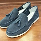 Bags Shoes 441260 Mavi Northam Erkek Hakiki Süet Deri Püsküllü Loafer Ayakkabı