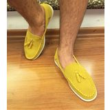 Bags Shoes 441260 Sarı Northam Erkek Hakiki Süet Deri Püsküllü Loafer Ayakkabı