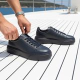 Bags Shoes Bagsshoes 2501 Footcap 38/47 Erkek Hakiki Deri Yüksek Taban Premium Sneaker Ayakkabı - Lacivert - Lacivert