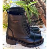 Bags Shoes Bulldozer 220520 Hakiki Deri Kadın Postal Bot - Siyah