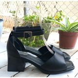 Bags Shoes Bulldozer 221708 Kadın Hakiki Deri Topuklu Yazlık Ayakkabı - Siyah