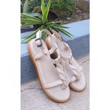 Bags Shoes Bulldozer 221747 Bej Kadın Deri Parmak Arası Sandalet