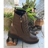Bags Shoes Bulldozer 230608 Kadın Hakiki Deri Postal Bot - Kahve