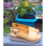 Bags Shoes Bulldozer 231528 Kadın Hakiki Deri Fuspetli Anatomik Comfort Taban Sandalet - Sarı
