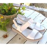 Bags Shoes Bulldozer 231531 Kadın Hakiki Deri Anatomik Comfort Taban Günlük Cırtlı Sandalet - Beyaz