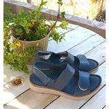 Bags Shoes Bulldozer 231531 Kadın Hakiki Deri Anatomik Comfort Taban Günlük Cırtlı Sandalet - Mavi