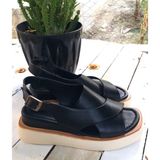 Bags Shoes Bulldozer 231825-2 Siyah Kalın Sandalet