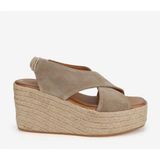 Bags Shoes Floor 24Y-120-210 Kadın Hakiki Süet Deri Jüt Dolgu Taban Fashion Küt Burunlu Sandalet - Vizon Süet