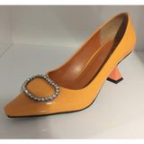 Bags Shoes Guja 22Y594 Kadın Taşlı Konik Topuklu Rugan Stiletto Ayakkabı - Turuncu