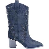 Bags Shoes Guja 24K131 Kadın Taşlı Vegas Yarım Çizme - Siyah - Süet