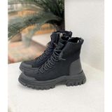Bags Shoes Guja 24K310-22 KadınKaymaz Tabanlı Monogram Desenli Triko Spor Bot - Siyah