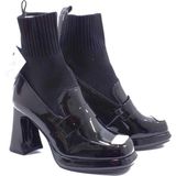 Bags Shoes Guja 24k429 Kadın Platform Taban Çoraplı Loafer Rugan Bot - Siyah - Rugan