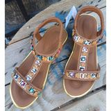 Bags Shoes Guja 24Y121-2 Kadın Dolgu Taban Taşlı Sandalet
