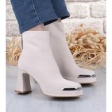 Bags Shoes Guja 25K414-2 Kadın Ithal Premium Platform Topuklu Küt Burunlu Bot - Bej