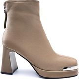 Bags Shoes Guja 25K414-2 Kadın Ithal Premium Platform Topuklu Küt Burunlu Bot - Camel