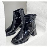 Bags Shoes Guja 25K415-1 Kadın Premium Rugan Topuklu Bot - Siyah - Rugan