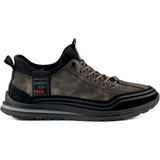 Bags Shoes Guja 25K582 Erkek Hakiki Deri Krokodil Baskılı Esnek Taban Sneaker Spor Ayakkabı - Kahve