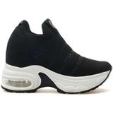 Bags Shoes Guja 25Y300-4 Kadın Gizli Dolgu Yüksek Tabanlı Taşlı Sneaker Spor Ayakkabı - Siyah
