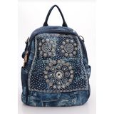 Bags Shoes Guja C1095 Kadın İthal Taşlı Denim Sırt Çantası - Mavi