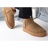 Bags Shoes Kuum London K11Y02 Kadın Içi Tüylü Kalın Tabanlı Kısa Boy Ug Bot - Bej