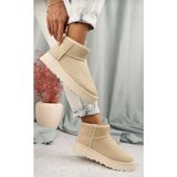 Bags Shoes Kuum London K11Y02 Kadın Içi Tüylü Kalın Tabanlı Kısa Boy Ug Bot - Vizon