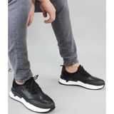 Bags Shoes Marcomen 15130 Erkek Hakiki Deri Yüksek Taban Sport-Casual Günlük Ayakkabı - Siyah