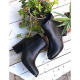 Bags Shoes Nish N126 Hakiki Deri Kadın Topuklu Klasik Fermuarlı Bot - Siyah