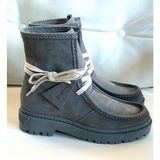 Bags Shoes Nish N24116 Hakiki Nubuk Deri Kadın Günlük Bot - Gri Nubuk
