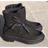 Bags Shoes Nish N24116 Hakiki Nubuk Deri Kadın Günlük Bot - Siyah Nubuk