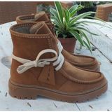 Bags Shoes Nish N24116 Hakiki Nubuk Deri Kadın Günlük Bot - Taba