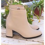 Bags Shoes Nish N24137 Kadın Hakiki Deri Topuklu Klasik Bot - Bej
