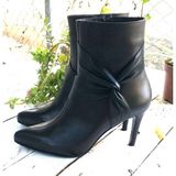 Bags Shoes Nish N24150 Kadın Hakiki Deri İnce Topuklu Klasik Bot - Siyah