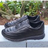 Bags Shoes PRX18004 Siyah Erkek Deri Günlük Casual Bağsız Ayakkabı