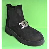 Bags Shoes Step More Z36801 Kadın Hakiki Nubuk Deri Tolalı Maskulen Bot - Siyah Nubuk