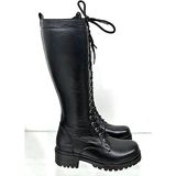 Bags Shoes Step More Z38273 Kadın Bağcıklı Hakiki Deri Çizme - Siyah